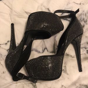 Steve Madden Black Rhinestone Heels Size 7
